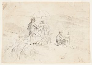 Artistas dibujando en las Montañas Blancas de Winslow Homer