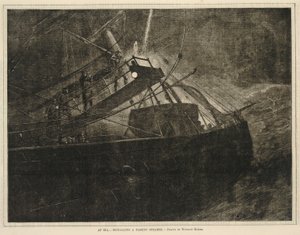 At Sea--Signalling a Passing Steamer, de Every Saturday, 8 de abril de 1871 de Winslow Homer