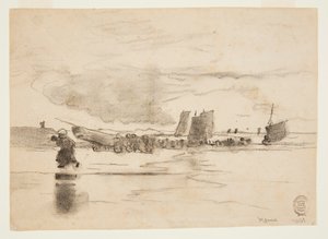 Playa en marea baja, Cullercoats, Inglaterra de Winslow Homer