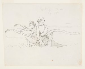 Niño y Niña en un Arado