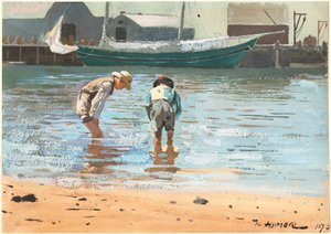 Niños vadeando