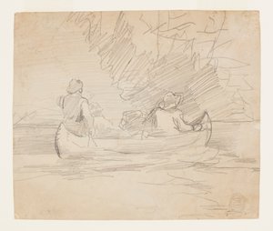 Canoa con tres hombres de Winslow Homer