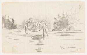 Canoa con Tres Hombres, Ile Maligne, Quebec de Winslow Homer