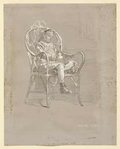 Niño sentado en una silla de mimbre de Winslow Homer