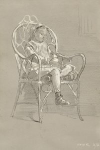Niño sentado en una silla de mimbre, 1874 de Winslow Homer