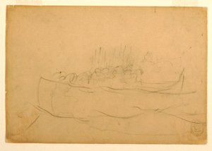 Dibujo, Un cenador lleno de hombres, 1881-82 de Winslow Homer