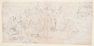 Dibujo, "Un campamento del ejército", 1862 de Winslow Homer