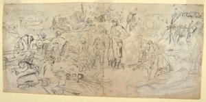 Dibujo, "Un campamento del ejército", 1862 de Winslow Homer