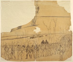 Dibujo, Una columna de infantería en marcha, 1862