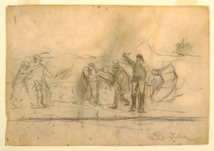 Dibujo, Primer boceto para "El naufragio", 1885-86 de Winslow Homer