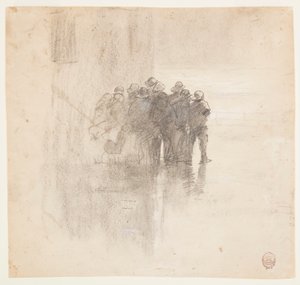 Dibujo, Pescadores en odres, Cullercoats, Inglaterra, 1881 de Winslow Homer