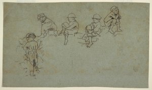Dibujo, Five Sketches of Young Boys, ca. 1872