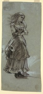 Dibujo, Muchacha sosteniendo un vaso, probablemente 1869 de Winslow Homer