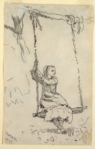 Dibujo, Chica en un columpio, 1879