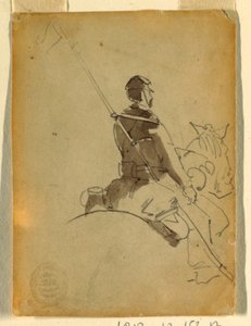 Dibujo, Lancer a caballo, 1862