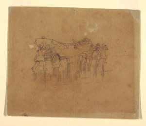 Dibujo, Lifeboat with Carriage (Estudio para "The Wreck", óleo fechado en 1896, Carnegie Institute, Pittsburgh, PA), 1895-96 [o posiblemente 1881]. de Winslow Homer