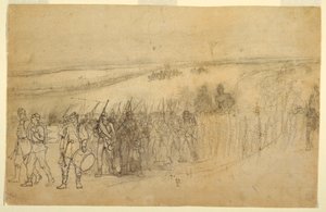 Dibujo, Columna de infantería en marcha, ca. 1862 de Winslow Homer