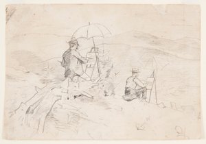 Dibujo, Estudio para "Artists Sketching in the White Mountains" y "The Artist in the Country", 1868 de Winslow Homer