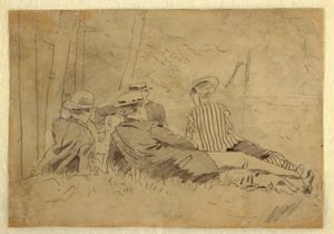 Dibujo, Estudio para "The Fishing Party", ca. 1869