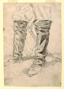 Dibujo, Estudio de botas de oficial de caballería, 1862-64