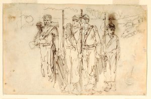 Dibujo, Los heridos ambulantes, 1861-62