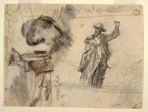 Dibujo, Dos estudios de un marinero con el brazo levantado (Estudios para El vigía-Todo está bien y El naufragio) de Winslow Homer