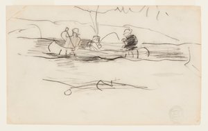 Pescador y dos hombres más en una canoa de Winslow Homer