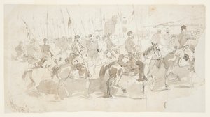 El sexto regimiento de caballería del General McClellan, embarcando en Alexandria hacia Old Point Comfort