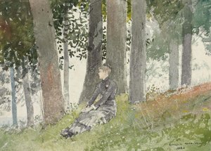 Niña sentada en un bosquecillo de Winslow Homer
