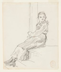 Niña Sentada en un Escalón del Porche de Winslow Homer