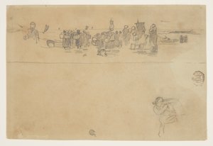Grupos de mujeres en la playa, Cullercoats, Inglaterra de Winslow Homer
