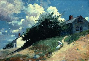 Casas en una colina, 1879 de Winslow Homer