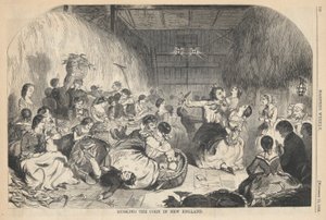 Descascarando el maíz en Nueva Inglaterra, de Harper de Winslow Homer