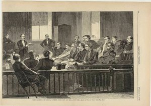 Jurados escuchando al abogado, Tribunal Supremo, New City Hall, Nueva York de Winslow Homer