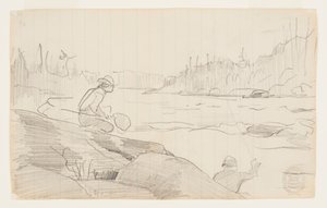 Hombres pescando con caña y red de Winslow Homer