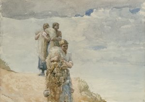 En el acantilado, Cullercoats, c.1881-82 de Winslow Homer