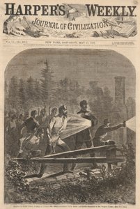 Rebeldes fuera de sus obras en Yorktown Reconocimiento con linternas oscuras, de Harper