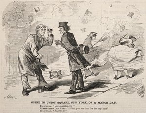 Escena en Union Square, Nueva York, en un día de marzo, 1860