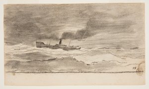 Paisaje Marino con Barco Pesquero, Cullercoats, Inglaterra de Winslow Homer