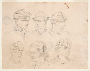 Seis estudios de cabezas de soldados de Winslow Homer
