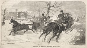 Paseo en trineo por la carretera, en Brighton, cerca de Boston de Winslow Homer