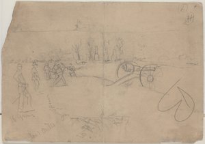 Soldados y cañón [verso] de Winslow Homer