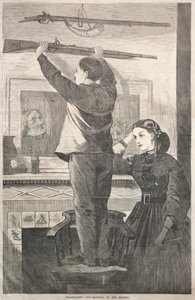 Día de Acción de Gracias - Colgando el mosquete, 1865 de Winslow Homer