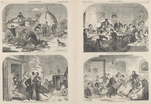 Día de Acción de Gracias - Medios y formas [arriba a la izquierda], publicado 1858