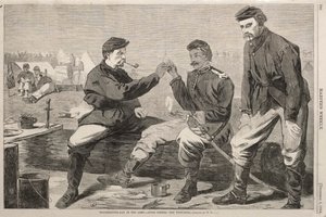 Día de Acción de Gracias en el Ejército - Después de la Cena: El hueso de los deseos, 1864 de Winslow Homer