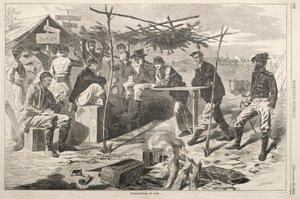 Acción de Gracias en el campamento de Winslow Homer