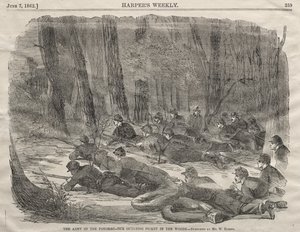 El Ejército del Potomac - Nuestro puesto de guardia avanzado en el bosque de Winslow Homer