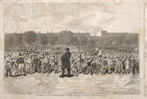 El Cuatro de Julio en Tompkins Square, Nueva York - Los soldados están llegando, 1868