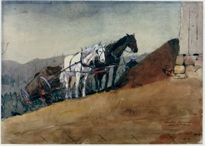 El granero en la cima de la colina - Houghton Farm, 1874 de Winslow Homer