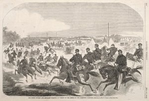 La caballería y artillería de la Unión comenzando la persecución de los rebeldes por el Yorktown Turnpike, 1862 de Winslow Homer